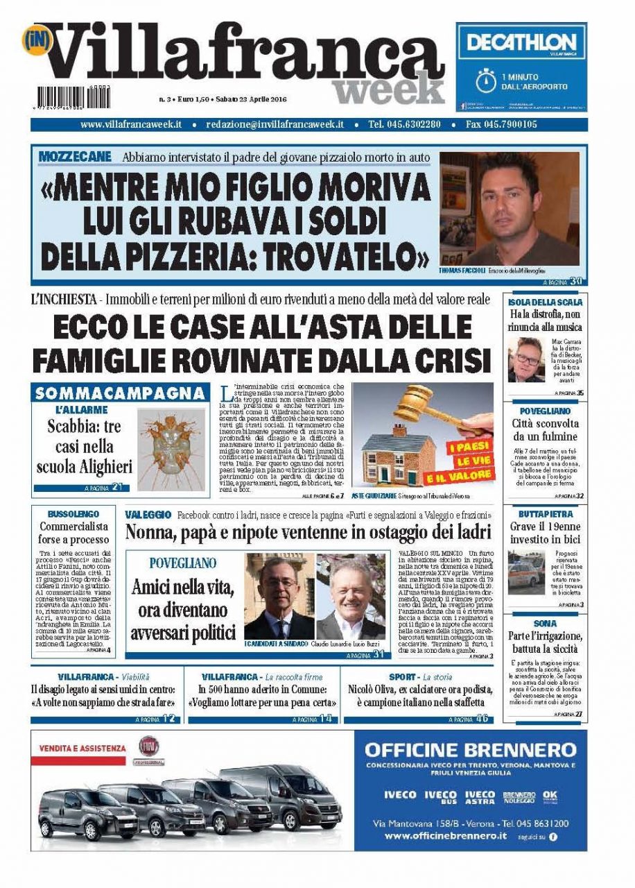 VillafrancaWeek, la prima pagina del 23 aprile