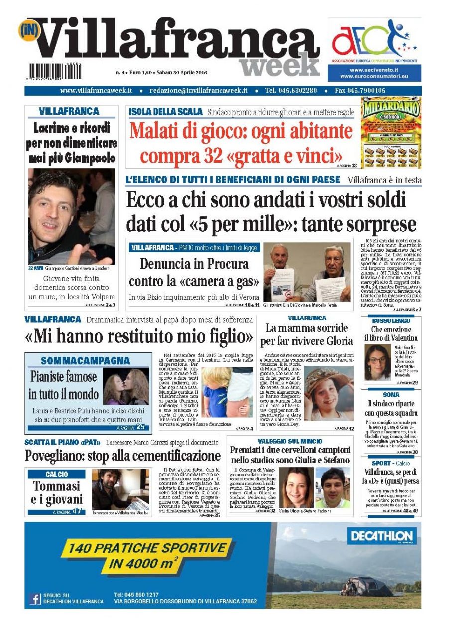VillafrancaWeek, la prima pagina del 30 aprile