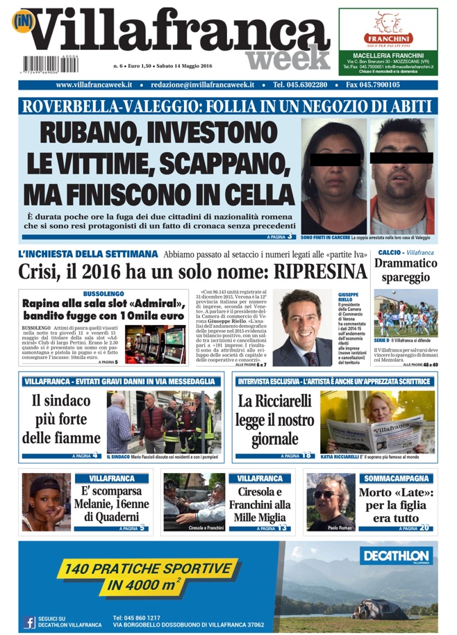 VillafrancaWeek, la prima pagina di sabato 14 maggio