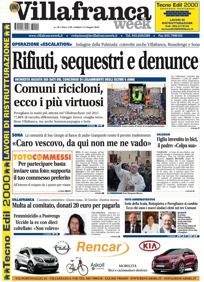 VillafrancaWeek, la prima pagina di sabato 11 giugno