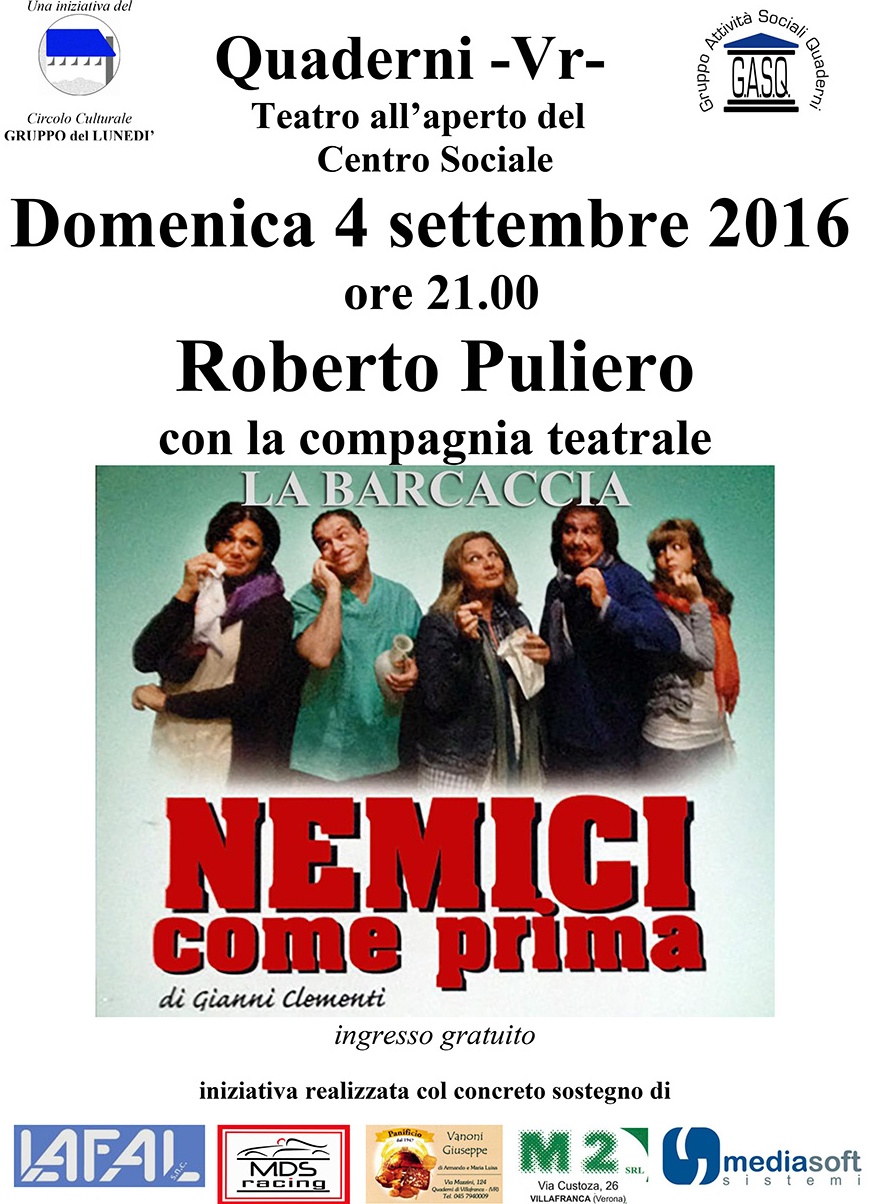 La Barcaccia fa tappa a Quaderni con “Nemici come prima”