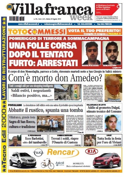 VillafrancaWeek in edicola, ecco la prima pagina