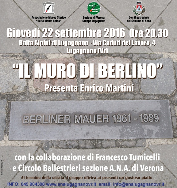 A Lugagnano una serata dedicata al Muro di Berlino