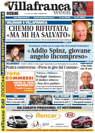 VillafrancaWeek in edicola, ecco la prima pagina