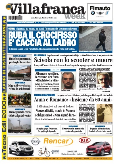 VillafrancaWeek in edicola, ecco la prima pagina