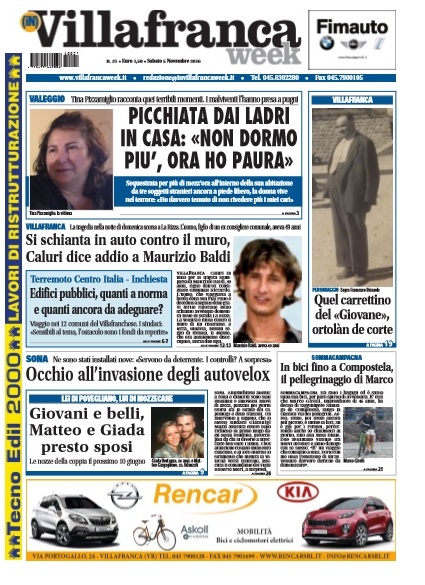 VillafrancaWeek in edicola, ecco la prima pagina