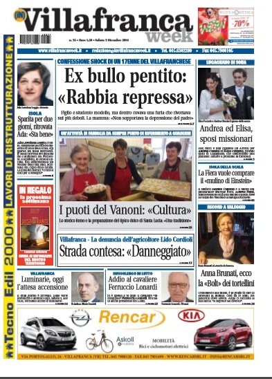 VillafrancaWeek in edicola, ecco la prima pagina