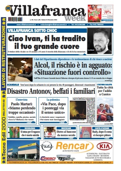 VillafrancaWeek in edicola, ecco la prima pagina