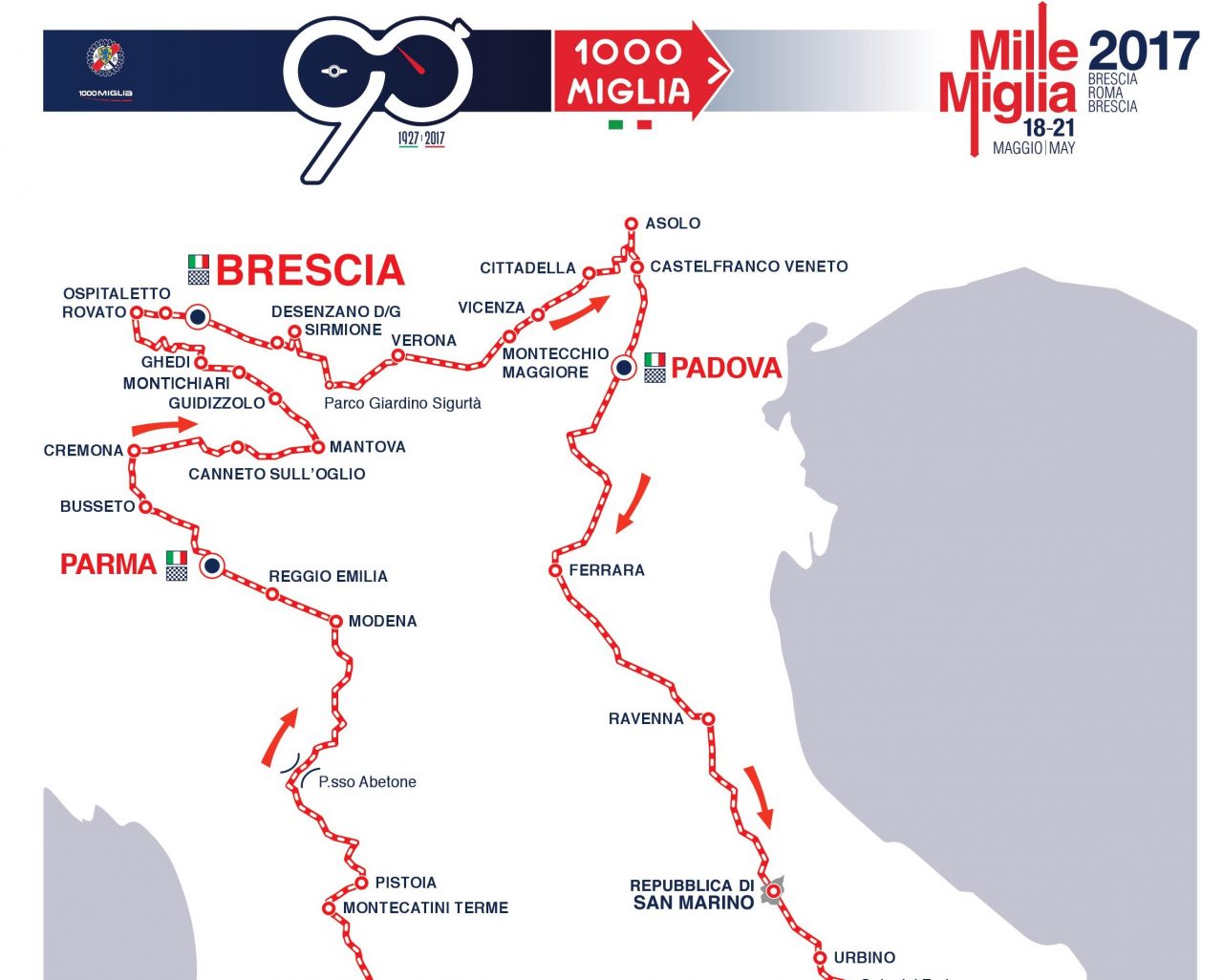 Tutto pronto per la Mille Miglia. Ecco il percorso