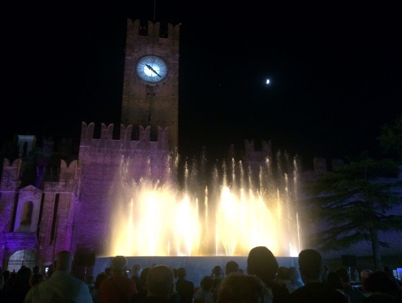 Lo spettacolo della fontana davanti al castello