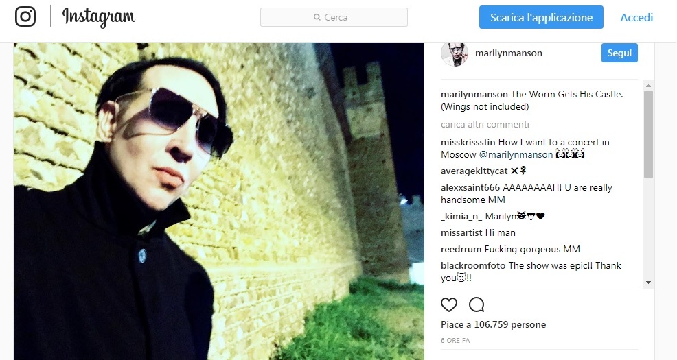 Manson: dopo il concerto… un bel selfie!