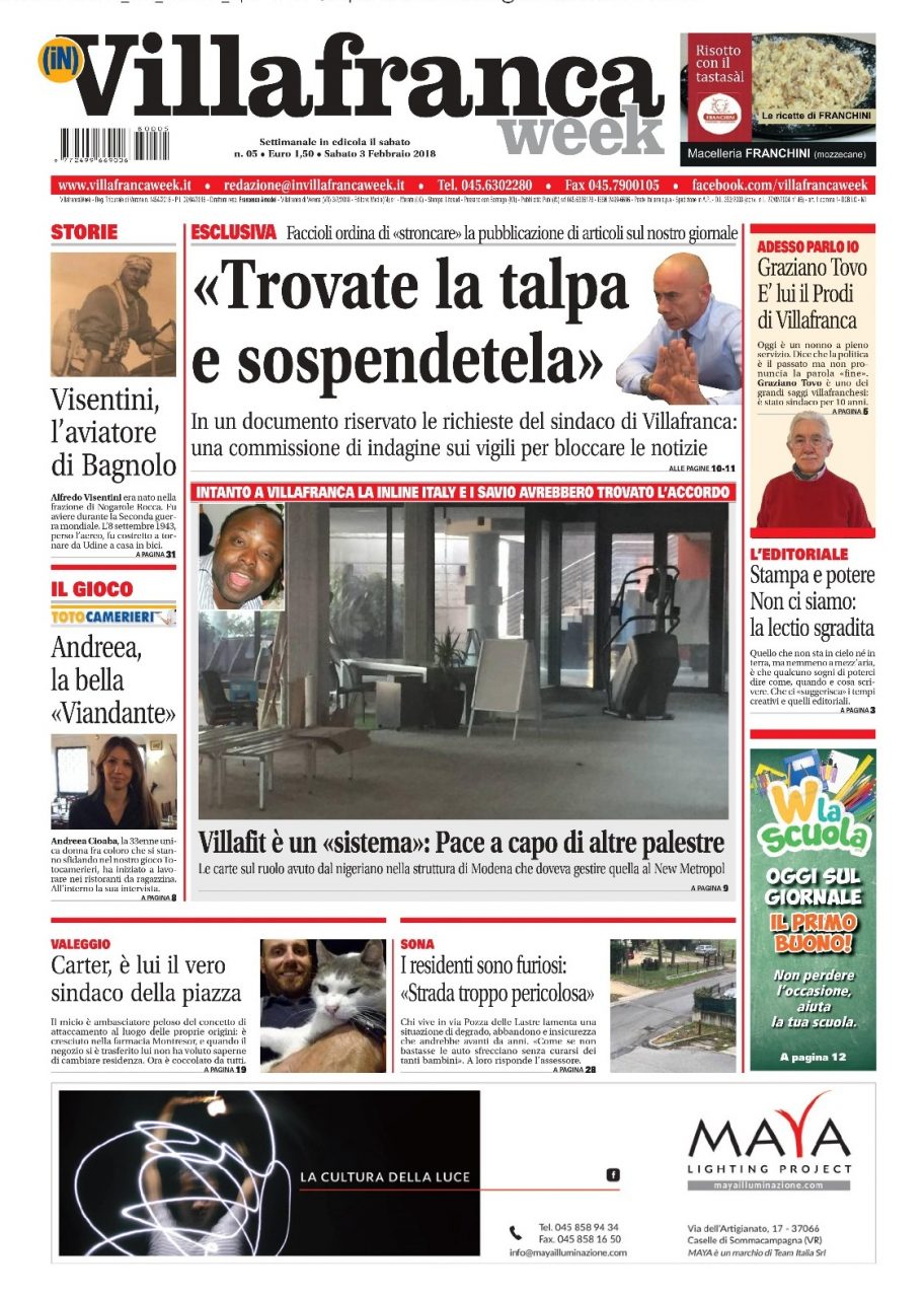 Ecco la prima pagina di VillafrancaWeek