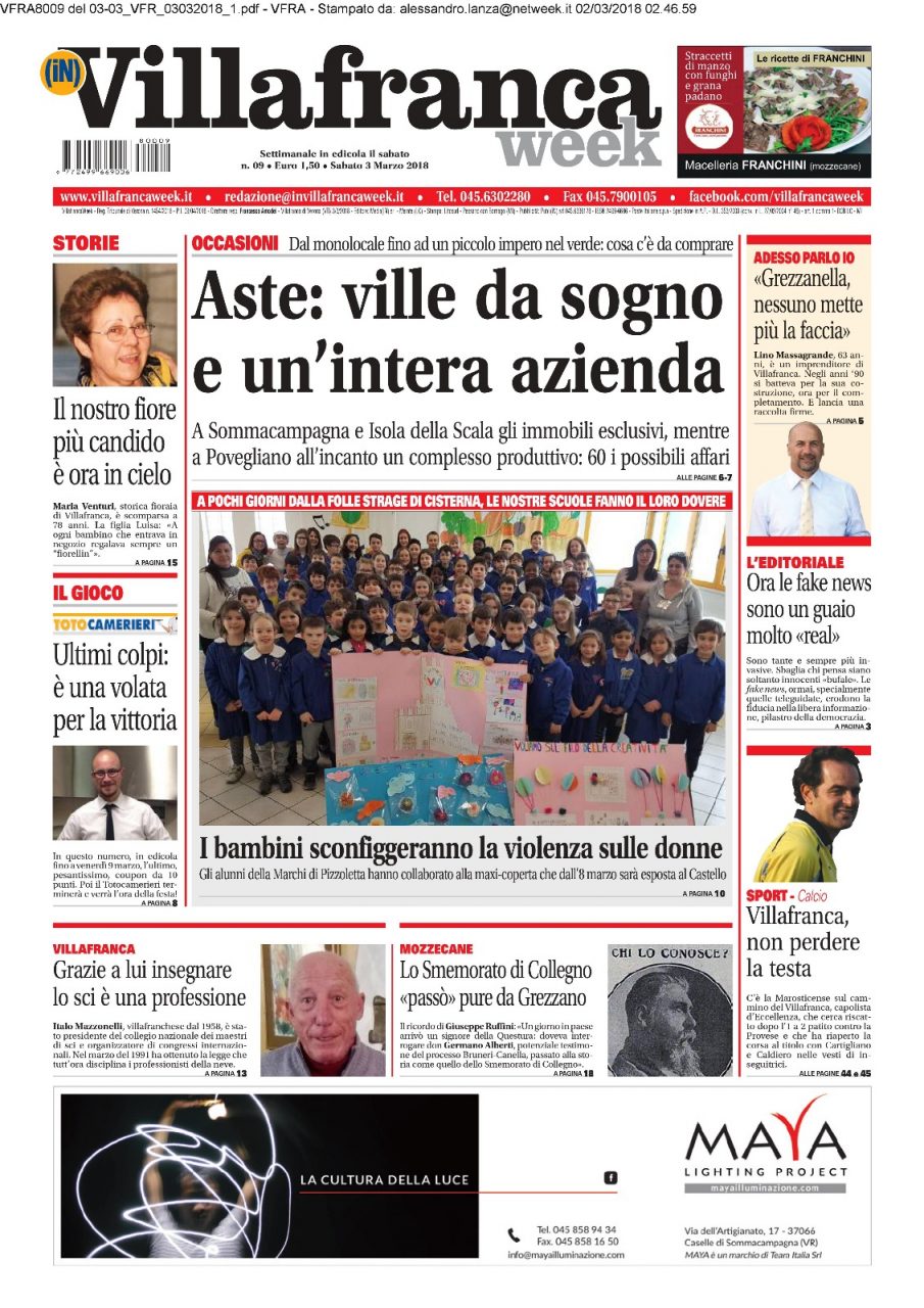 Prima pagina VillafrancaWeek è in edicola