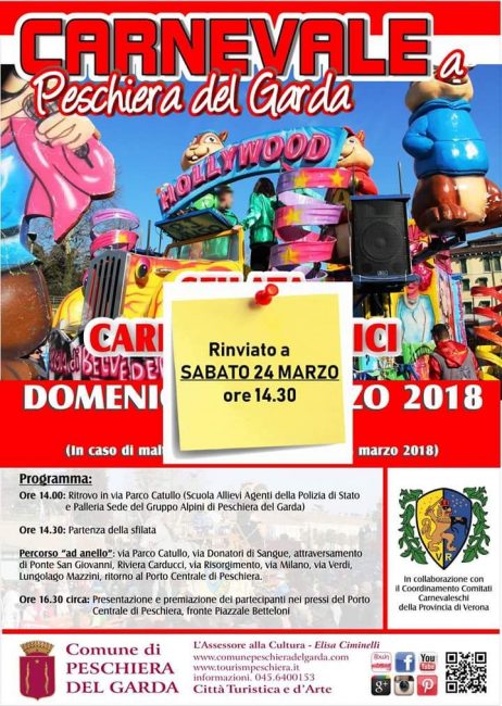 Carnevale di Peschiera del Garda spostato per maltempo