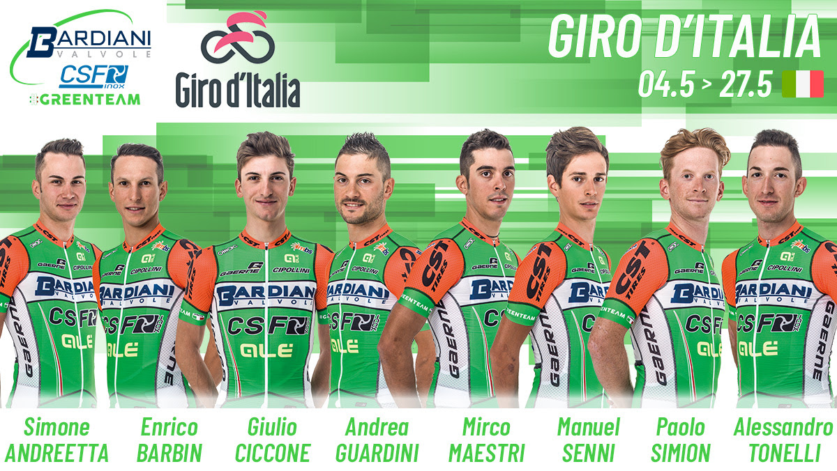 Andrea Guardini al Giro d’Italia ecco la squadra della Bardiani-Csf