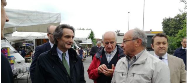 Il governatore della Lombardia Attilio Fontana in visita a Merate FOTO E VIDEO