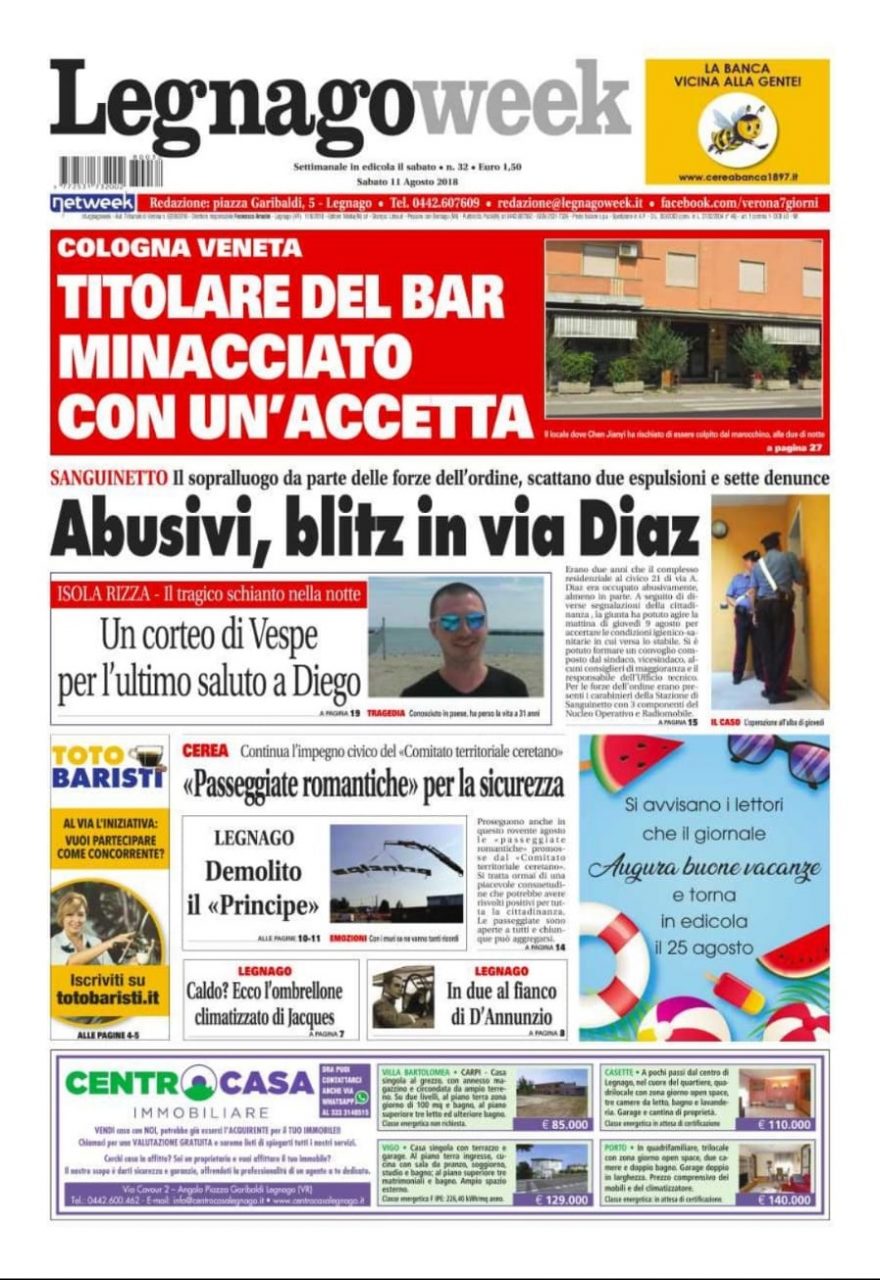 A voi la prima pagina di LegnagoWeek