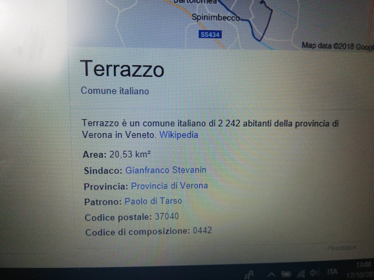 Sul web risulta che il sindaco di Terrazzo è Stevanin, un serial killer