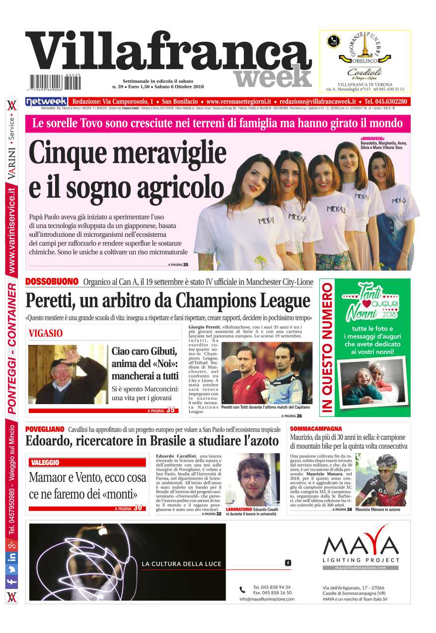 La prima pagina di Villafranca Week