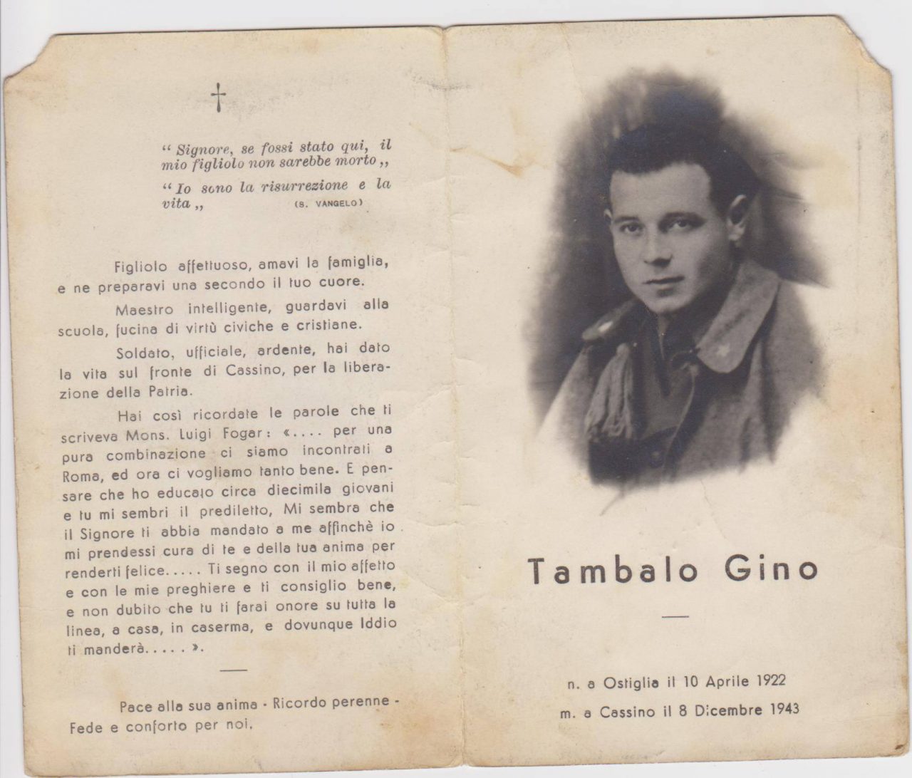 Gino Tambalo finalmente una via in suo onore