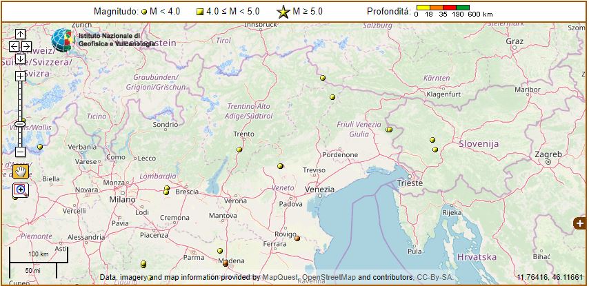 Terremoto, Veneto colpito dalla scossa