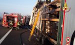 Incendio in A4, camion va a fuoco FOTO