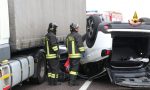 Incidente in autostrada A4 auto si ribalta FOTO