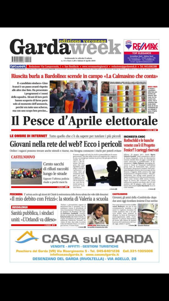 GardaWeek è in edicola, ecco la prima pagina
