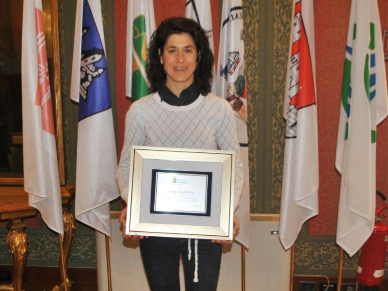 Lorena Zocca, campionessa di Mountain bike, premiata in Comune