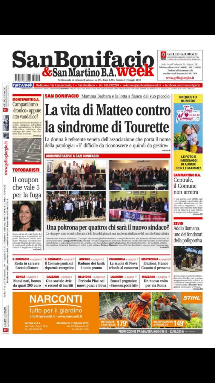 La prima pagina di San Bonifacio e San Martino B.A. Week