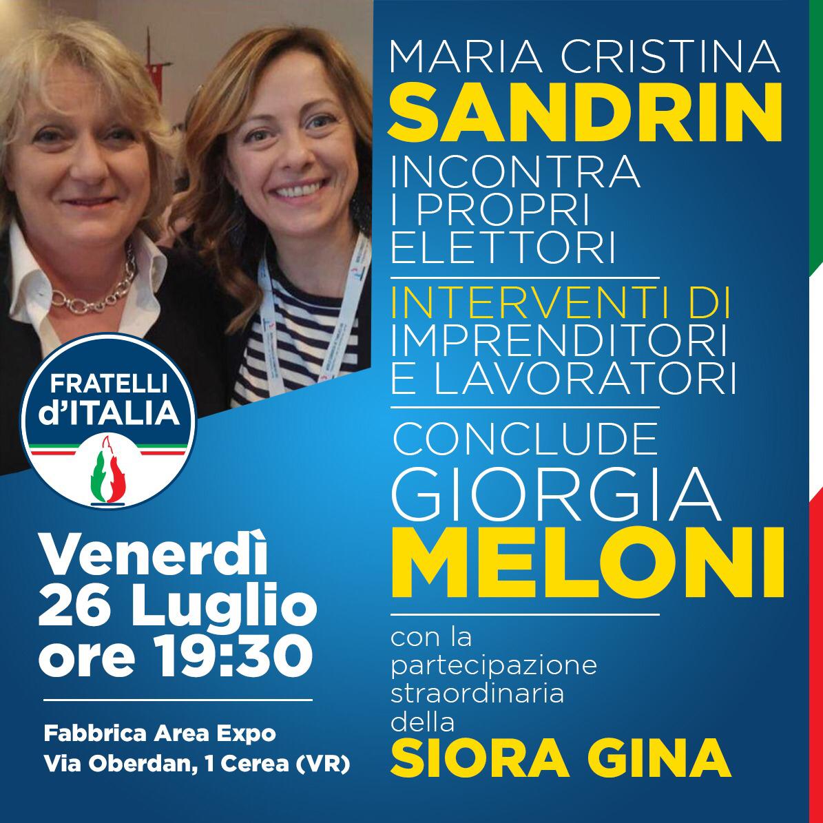 Giorgia Meloni alla fabbrica Area Expo di Cerea