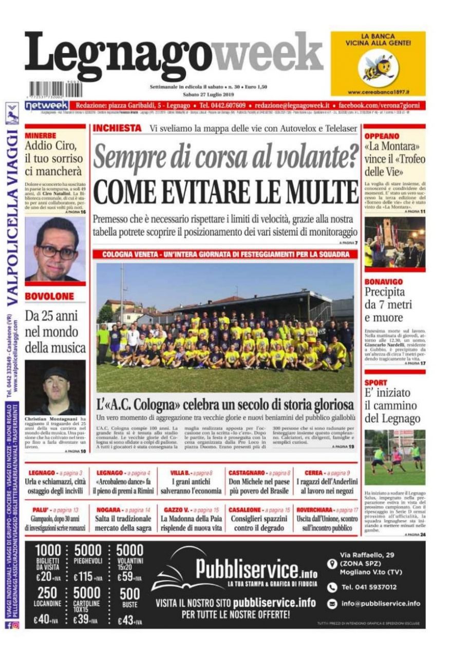 La prima pagina di LegnagoWeek