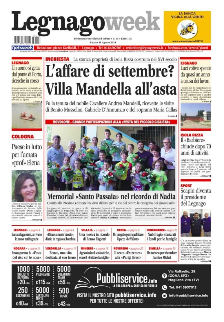 La prima pagina di LegnagoWeek
