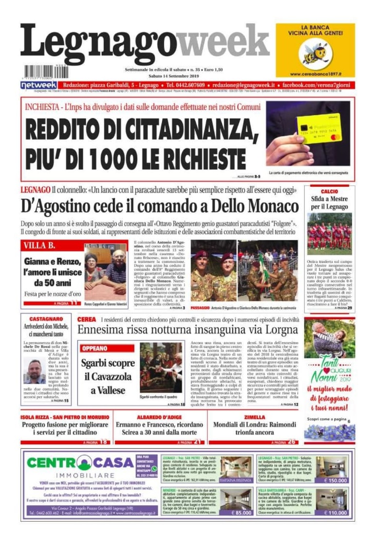 La prima pagina di LegnagoWeek