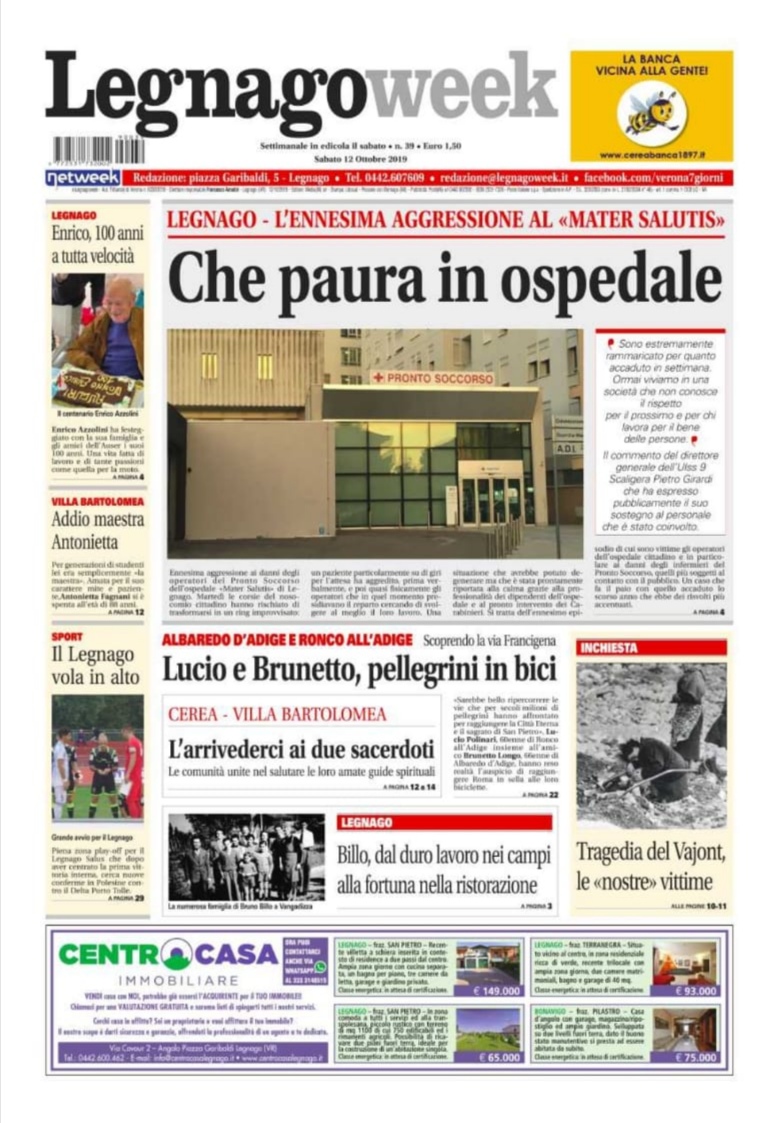 La prima pagina di LegnagoWeek