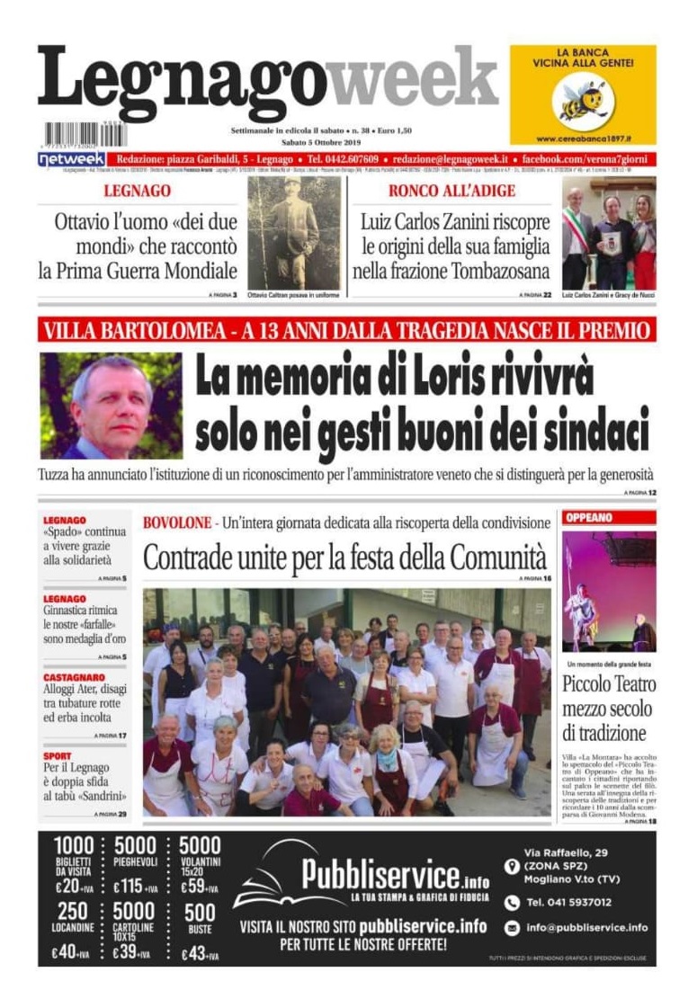 La prima pagina di LegnagoWeek