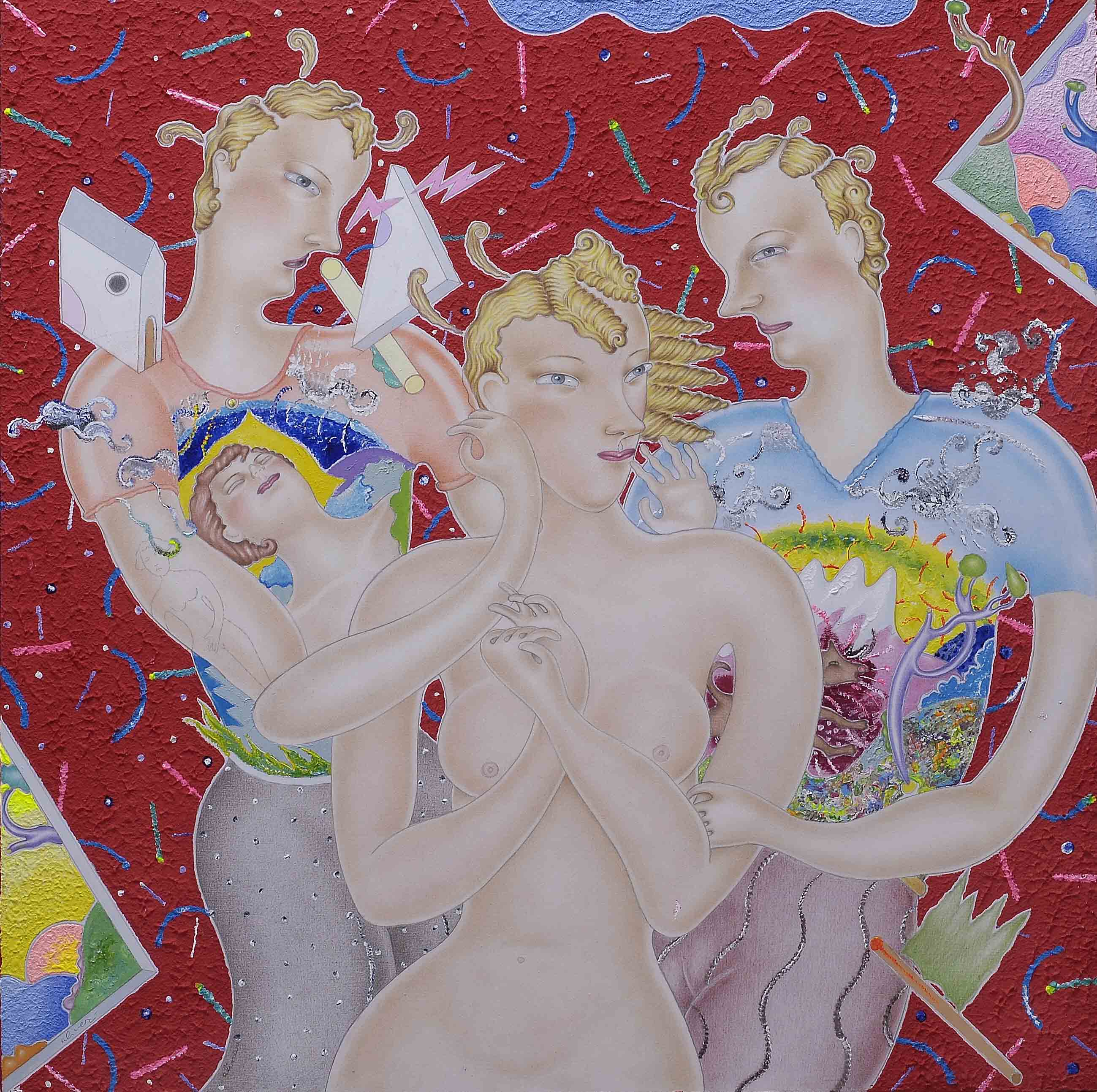 _cominciare dalla fine_tecnica mista e resine su tavola 2007 100x100x4 cm