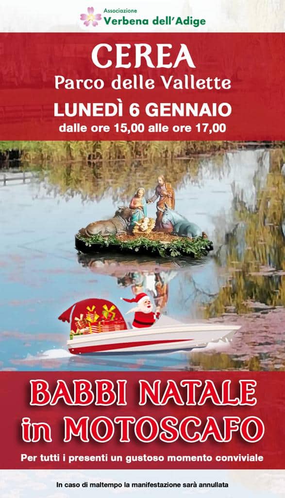 Parco Vallette di Cerea, Babbo Natale arriva in motoscafo all’Epifania