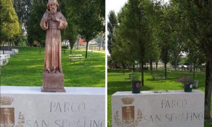 Rubata la statua di San Serafino dall'omonimo parco, Giaretta: "Gesto ignobile"