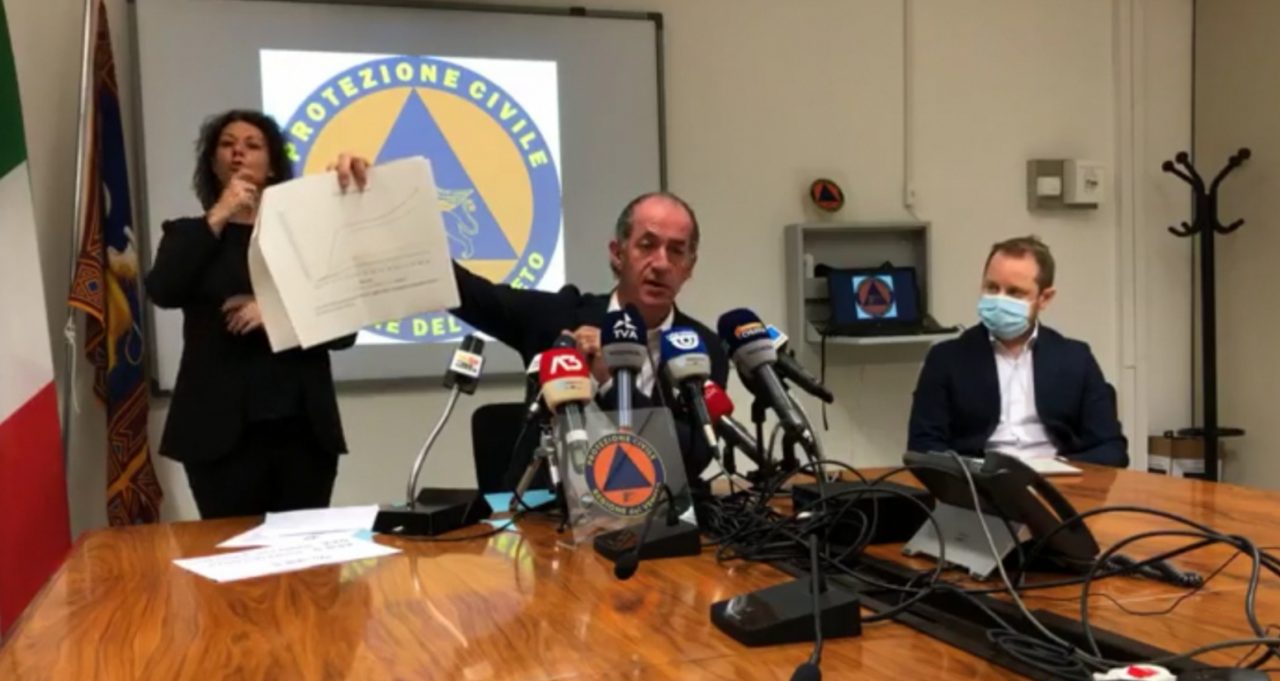 Zaia: “Il 96% dei positivi è asintomatico, nessuna emergenza sanitaria negli ospedali”