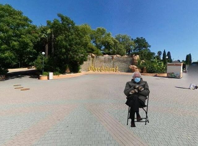 Il meme di Bernie Sanders arriva a Gardaland, anche lui è in attesa dell’apertura del parco