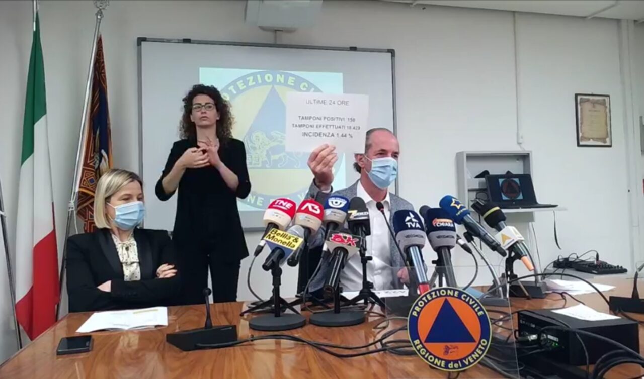 Covid, Zaia: “Vaccini, aperto lo slot per chi ha esenzione del ticket per patologia” | +150 positivi | Dati 24 maggio 2021