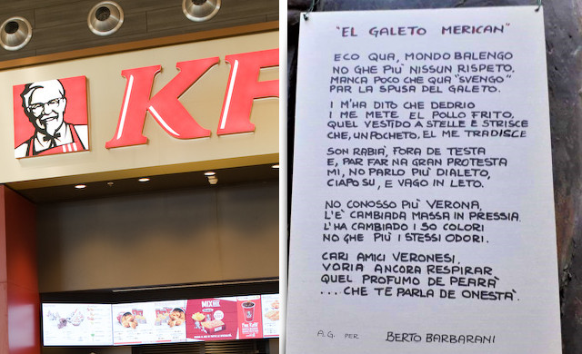 Kfc pronto ad aprire in Piazza Erbe ma impazza la protesta: “No al galeto merican”