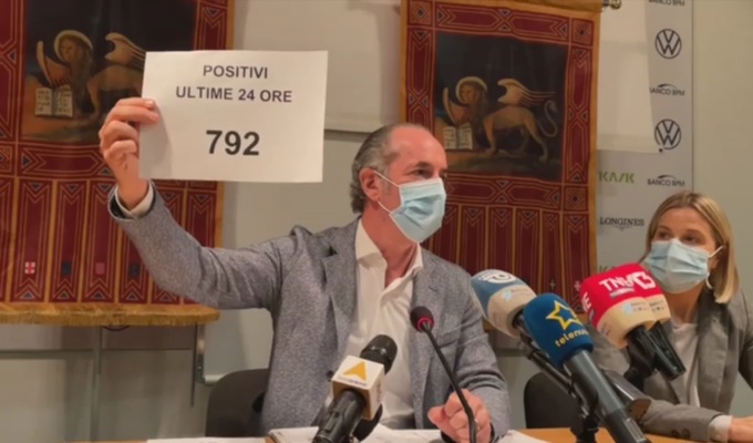 Covid, Zaia: “Aumentano i contagi, siamo zona bianca ma a breve potremmo cambiare colore” | +792 positivi| Dati 5 novembre 2021