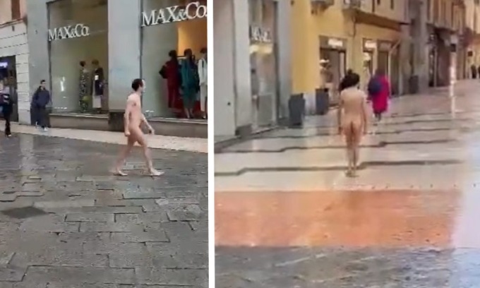Verona, il video dell’uomo che passeggiava completamente nudo in centro: “Contro i poteri forti…”