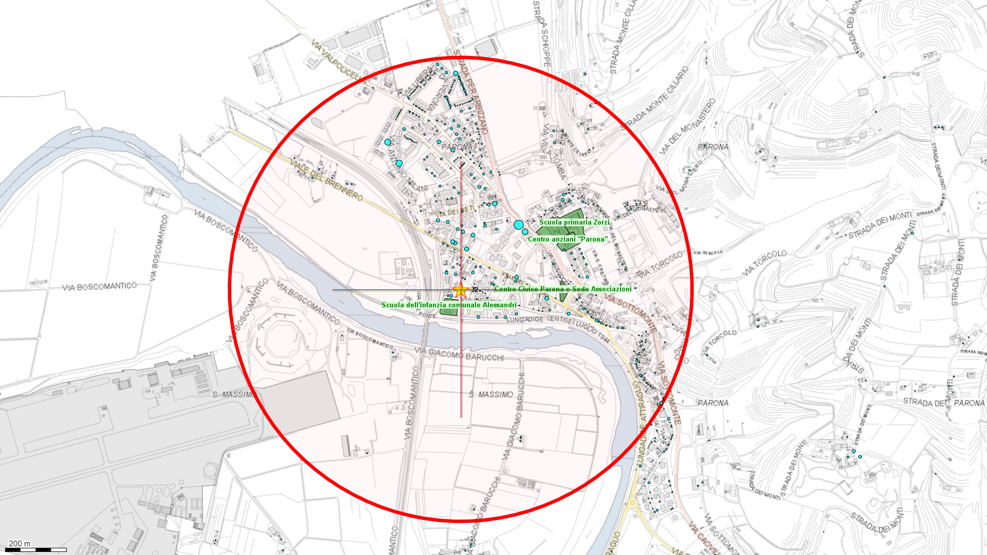 Mappa zona rossa - area interessata dall'evacuazione