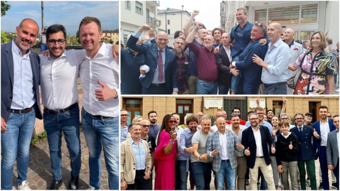 Il Centrodestra trionfa ai ballottaggi in provincia di Verona, le immagini di festa dei nuovi sindaci