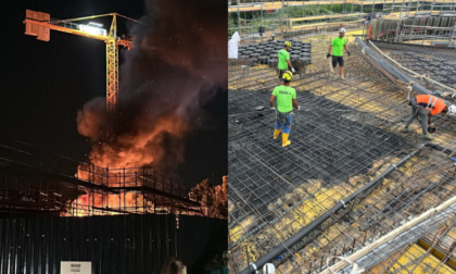 Incendio improvviso nella notte nel cantiere del nuovo asilo di Bardolino