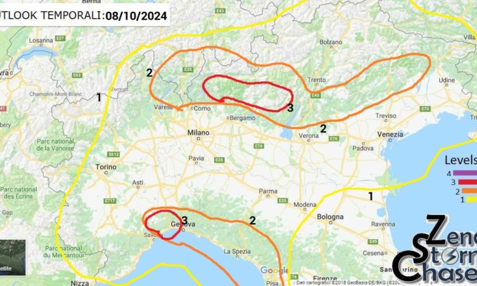 Martedì 8 ottobre 2024 di pioggia sul Veneto, scatta l’allerta arancione in provincia di Verona