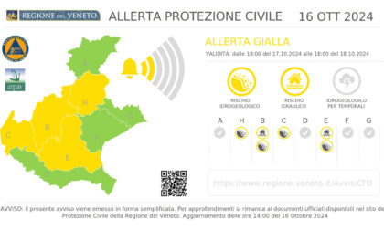 Allerta gialla in Veneto: piogge intense a Verona e in provincia, criticità idrogeologica e idraulica